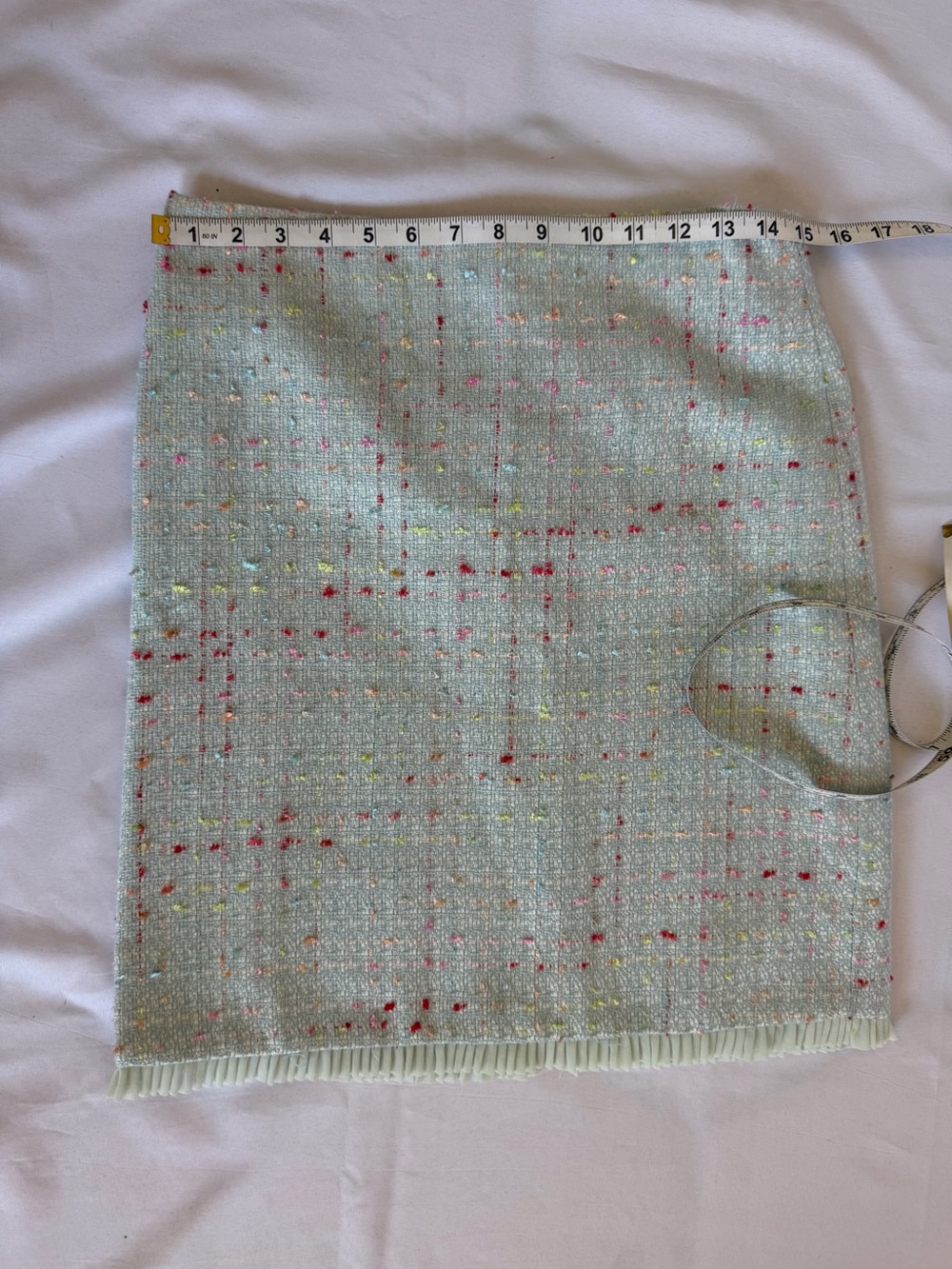 Light Blue Tweed Mini Skirt with Pink & Yellow Accents - Picture 4 of 5